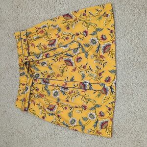 Loft Yellow Floral Skirt With Removable Belt Size L